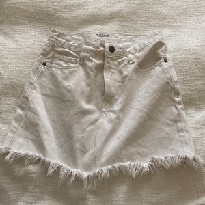 Frame denim white distressed mini skirt